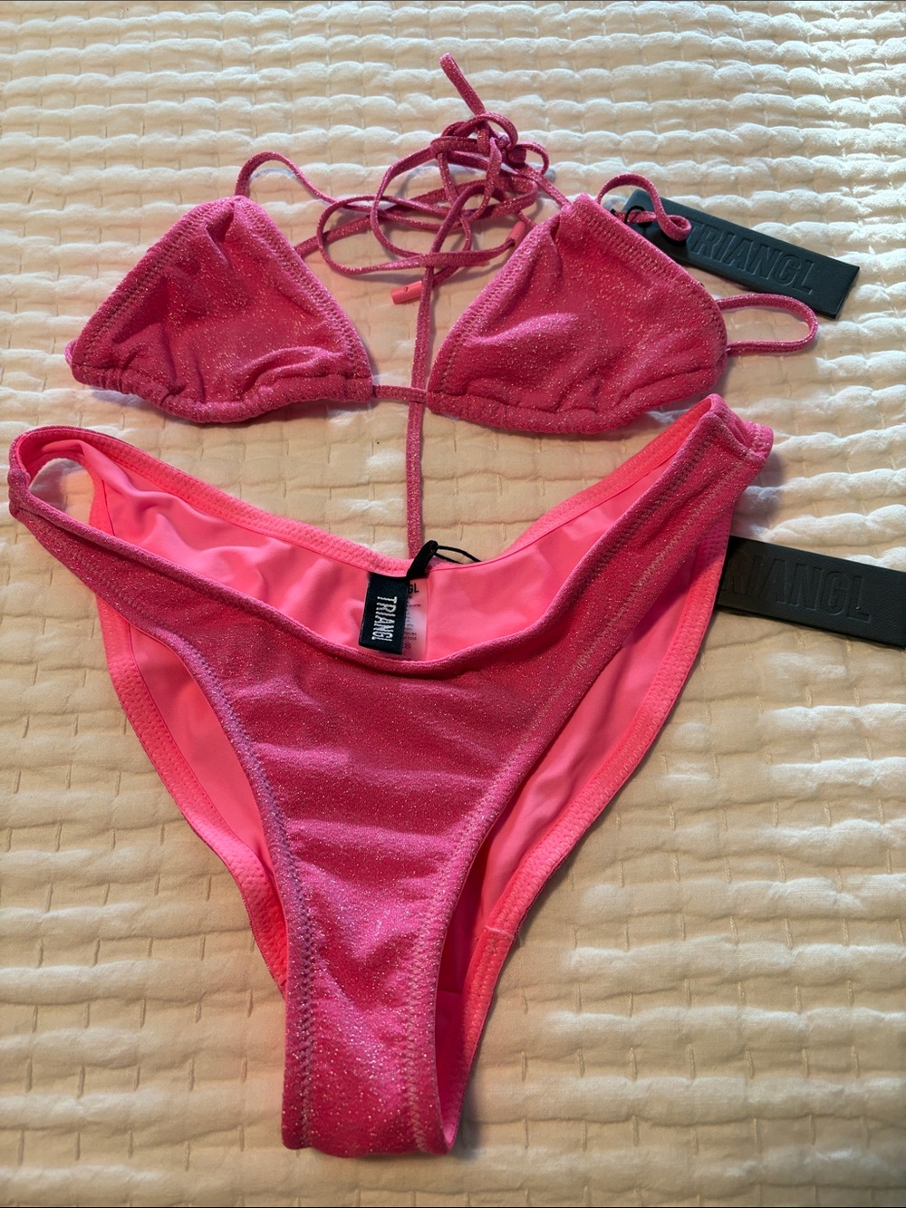 triangl swimwear Hot Pink Shimmer Triangle Bikini Set